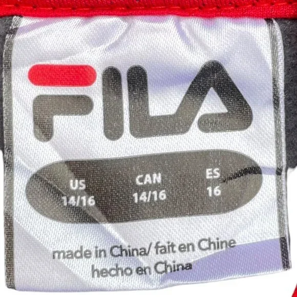 Fila Grey Red Spellout Pullover Hoodie Size Mens Small - Picture 3 of 4